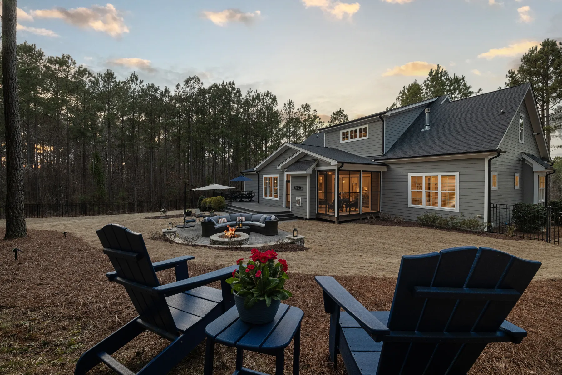 Backyard patio with fire pit